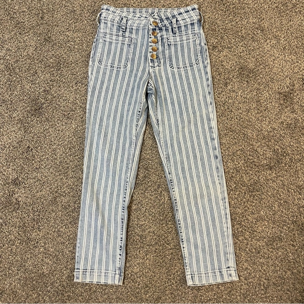 Pilcro and the Letterpress Anthropologie High Rise Railroad Stripe Blue Jeans - Picture 3 of 6